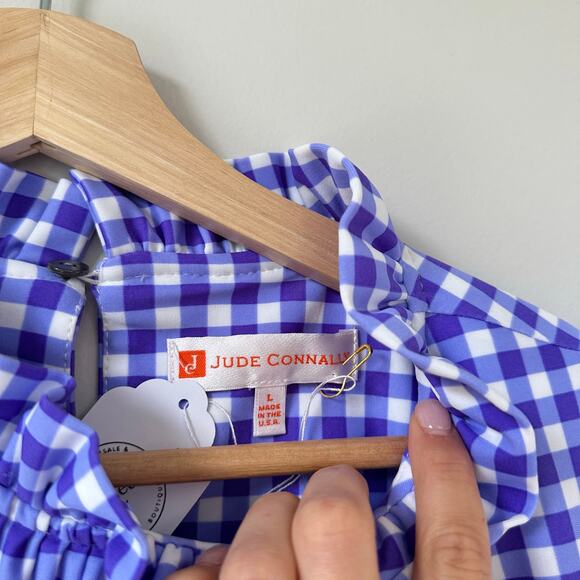 Jude Connally Shari Swing Gingham Print Sleeveless Mini Dress Purple L NWT - Picture 6 of 8